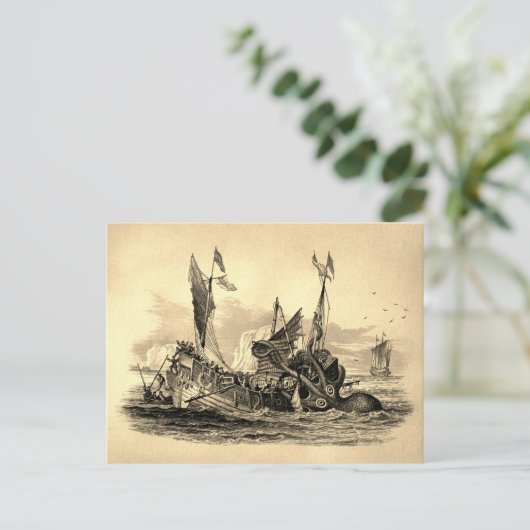 Vintage Kraken Attack Briefkaart (Staand voorkant)