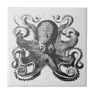 Vintage Kraken Octopus - Nautilsche Kunst Tegeltje
