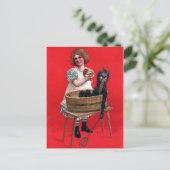 Vintage Krampus Bath Briefkaart (Staand voorkant)