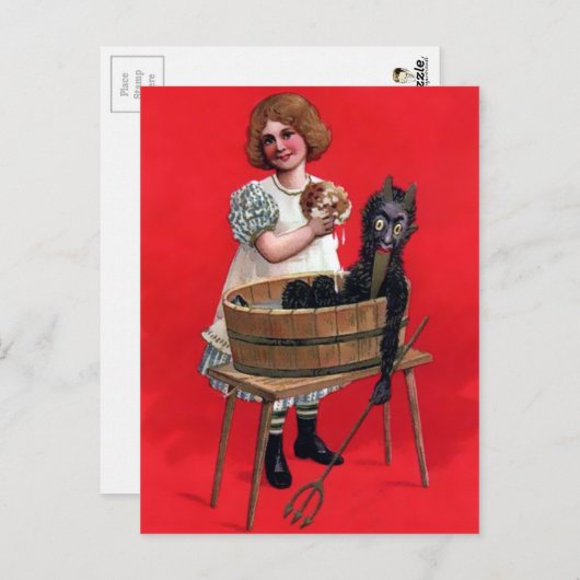 Vintage Krampus Bath Briefkaart (Voorkant / Achterkant)