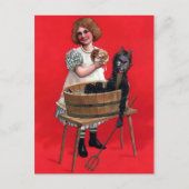 Vintage Krampus Bath Briefkaart (Voorkant)