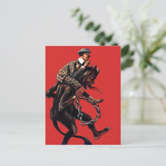 Vintage Krampus Briefkaart (Staand voorkant)