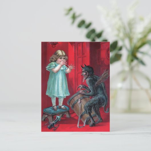 Vintage Krampus Briefkaart (Staand voorkant)