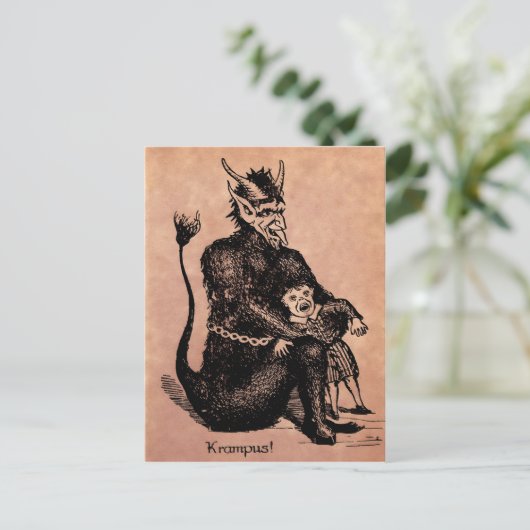 Vintage Krampus Briefkaart (Staand voorkant)