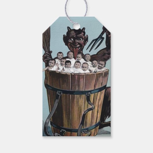 Vintage Krampus Cadeaulabel (Voorkant)