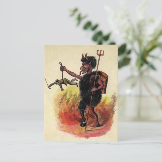 Vintage Krampus Devil Briefkaart (Staand voorkant)
