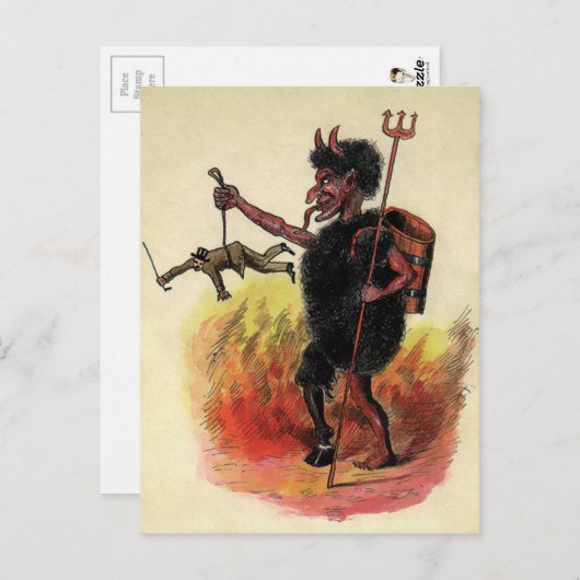 Vintage Krampus Devil Briefkaart (Voorkant / Achterkant)