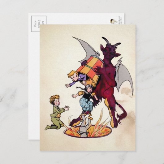 Vintage Krampus Devil Briefkaart (Voorkant / Achterkant)