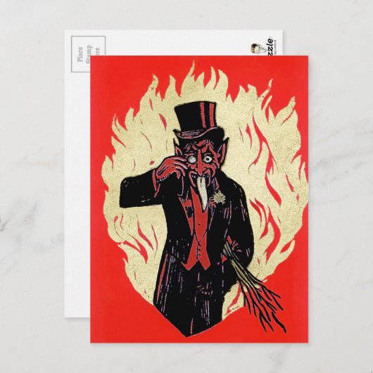 Vintage Krampus Devil Briefkaart (Voorkant / Achterkant)