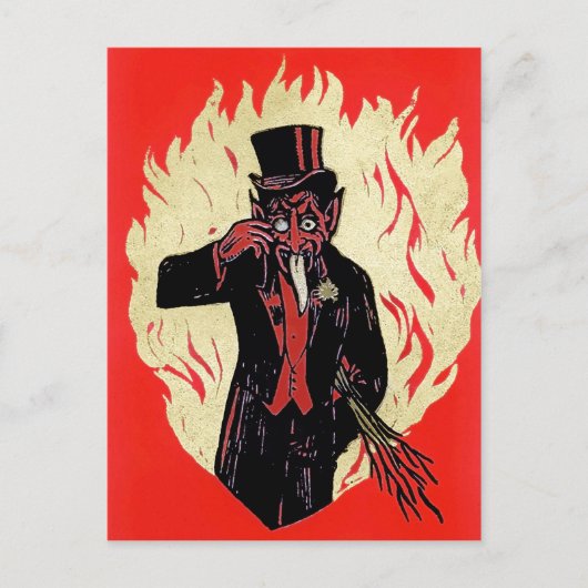 Vintage Krampus Devil Briefkaart (Voorkant)