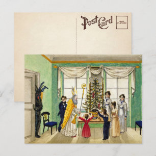 Vintage Krampus kerstsceen Briefkaart