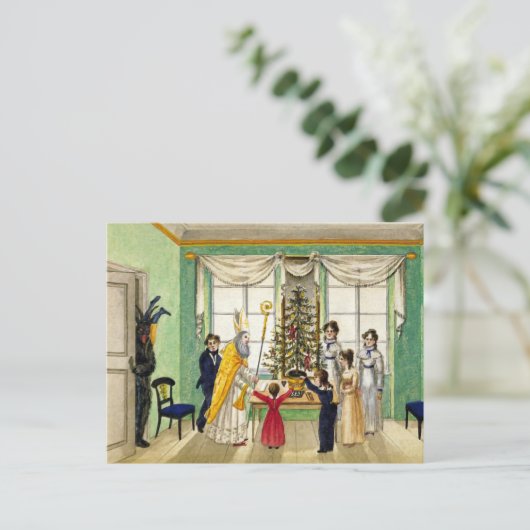 Vintage Krampus kerstsceen Briefkaart (Staand voorkant)