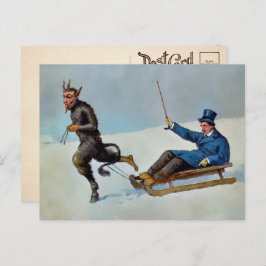 Vintage Krampus Pulling Briefkaart