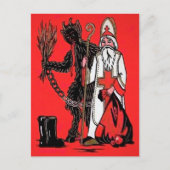 Vintage Krampus, Santa en Boots Briefkaart (Voorkant)