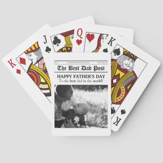 Vintage Krant Stijl Vaderdag Pokerkaarten (Achterkant)