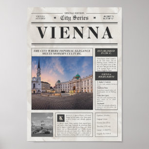 Vintage krant van Wenen – Stedenserie Reis Prin Poster
