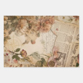 Vintage Kranten Bloem Esthetisch Inpakpapier Vel (Voorkant 2)