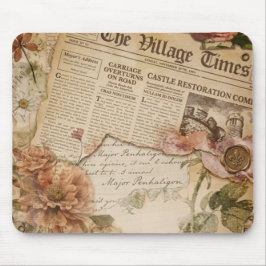 Vintage Kranten Bloem Esthetisch Schattig Muismat