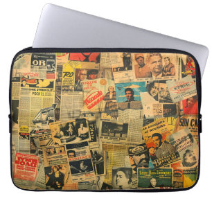 Vintage Kranten Collage Laptop Hoes