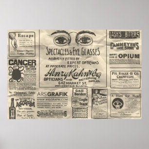 Vintage Krantenadvertenties Poster 60x40 Kan Klein