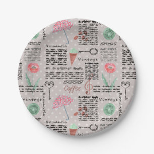 Vintage krantenpagina met polka stippen stijlvolle papieren bordje