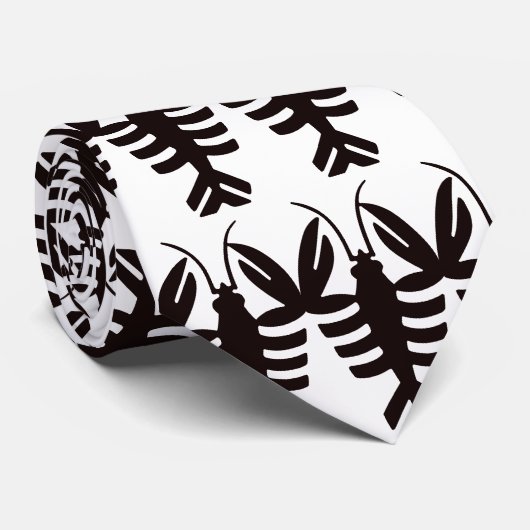 Vintage kreeft in het zwart, Art Deco zeevruchten Stropdas (Opgerold)