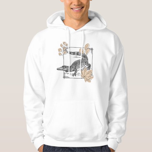 Vintage Krokodil & Herfstbladeren Hoodie (Voorkant)