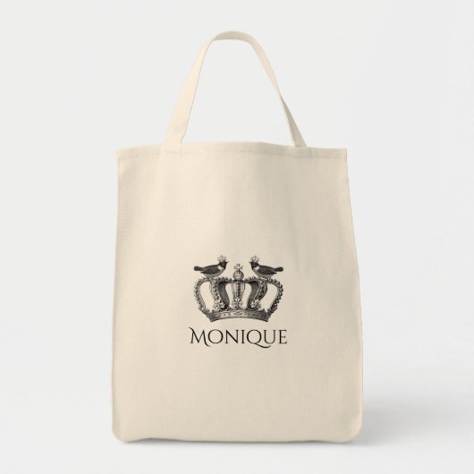 Vintage Kroon Vogels Gepersonaliseerd Tote Bag (Voorkant)