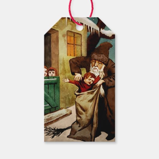 Vintage kruipende slechte Sinterklaas Cadeaulabel (Voorkant)