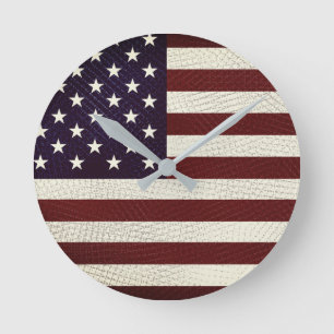 Vintage kruisraster Amerikaanse vlag sterren en st Ronde Klok
