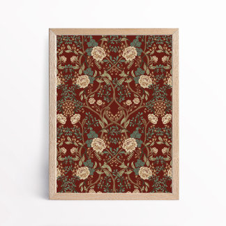 Vintage Kunst en Ambacht stijl Pioen Bloem Poster