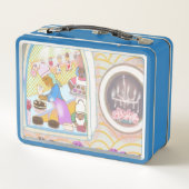 Vintage Kunst Lunchbox Blauw (Achterkant)