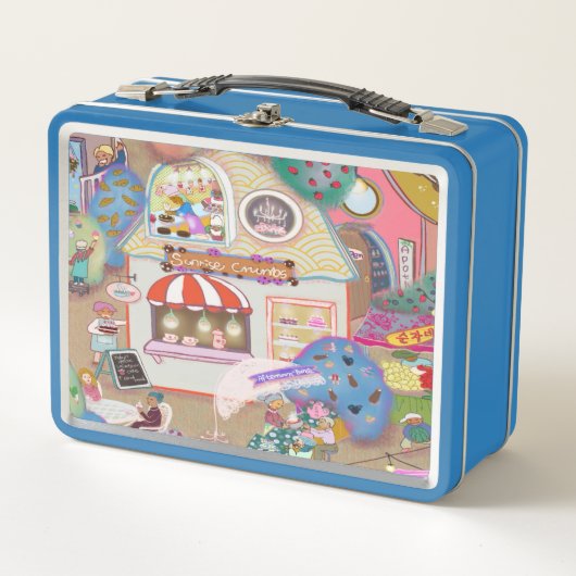 Vintage Kunst Lunchbox Blauw (Voorkant)