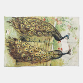 Vintage kunst pauwen die een boodschap dragen, cad theedoek (Horizontaal)