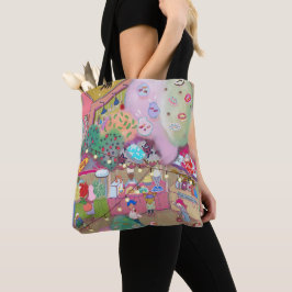 Vintage Kunst Tas LALATOWN Marktscene