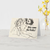 Vintage kussen Cuties Lesbian Wedding Kaart (Gele Bloem)