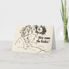 Vintage kussen Cuties Lesbian Wedding Kaart