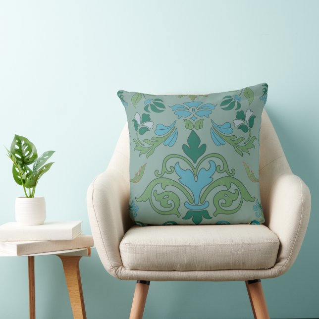 vintage kussen met bloemenmotief. (Stoel)