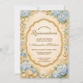 Vintage Kust Hydrangea Quinceañera Kaart (Voorkant)