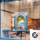 vintage Kust Romantisch Landschap Balkon en Citroe Raamsticker (Cafe Raam)