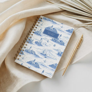 Vintage Kustblauw & Ivoren Vuurtoren Toile  Notitieboek
