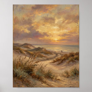 Vintage Kustduinen II Vintage Schilderij Poster