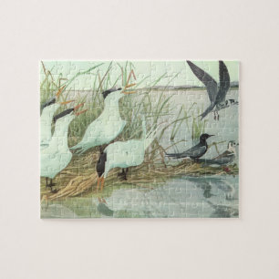 Vintage kustvogels in een moeras van Louis Fuertes Legpuzzel
