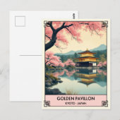 Vintage Kyoto Japan Golden Pavilion Travel Briefkaart (Voorkant / Achterkant)
