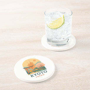 Vintage Kyoto Japan Minimalistische Reis Onderzett Zandsteen Onderzetter