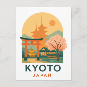 Vintage Kyoto Japan Reis Minimalistische Pagode Briefkaart