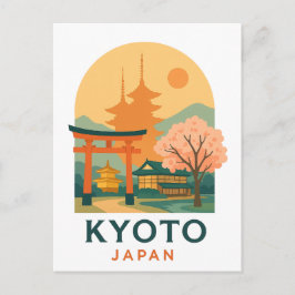 Vintage Kyoto Japan Travel Minimalist Pagoda  Briefkaart