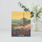 Vintage Kyoto Japan Travel Poster Pagoda Briefkaart (Staand voorkant)
