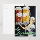 Vintage La Lorraine French Beer Adverteren Briefkaart (Voorkant / Achterkant)