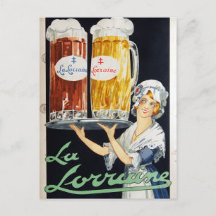 Vintage La Lorraine French Beer Adverteren Briefkaart